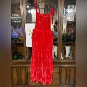 Free People Red Velvet Jumpsuit